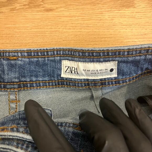 Zara Women's Denim High Waisted Ankle Size 12 Medium Wash EUC - Picture 4 of 8